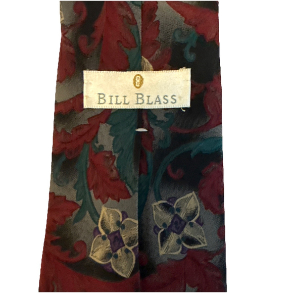 Vintage Bill Blass Men’s 100% Silk Tie Jewel Tones - Picture 2 of 6